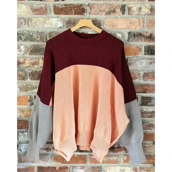 Free People Sweaters - Free People Easy Street Tunic Sweater Orange Burgundy Oversized Cozy
